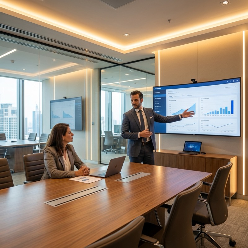 Консультация эксперта в современном офисе